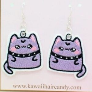 Kawaii Pastel Goth Cat Earrings - Pastel Goth Jewelry - Pastel Goth Accessories